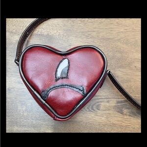 Heart-Shaped Red Crossbody Bag, Bad Bunny design